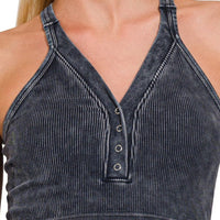 Ribbed Button Bra Tank