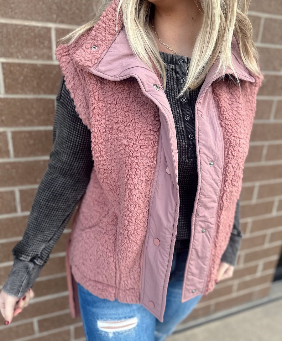 Rose Sherpa Vest