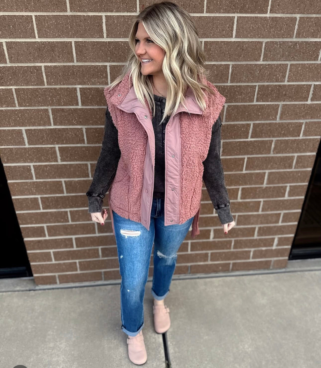 Rose Sherpa Vest