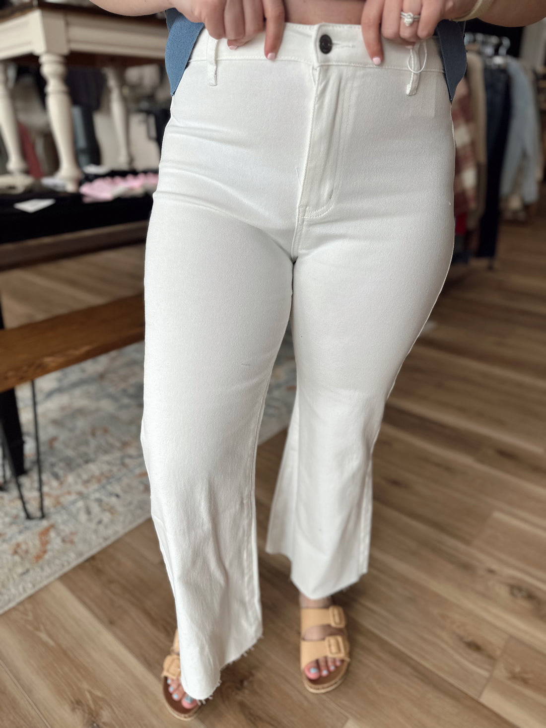 Marie White Crop Jeans