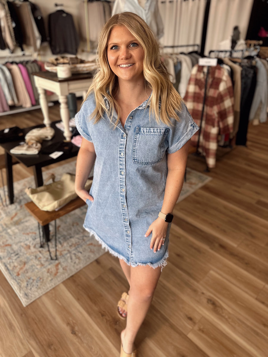 Megan Button Down Denim Dress