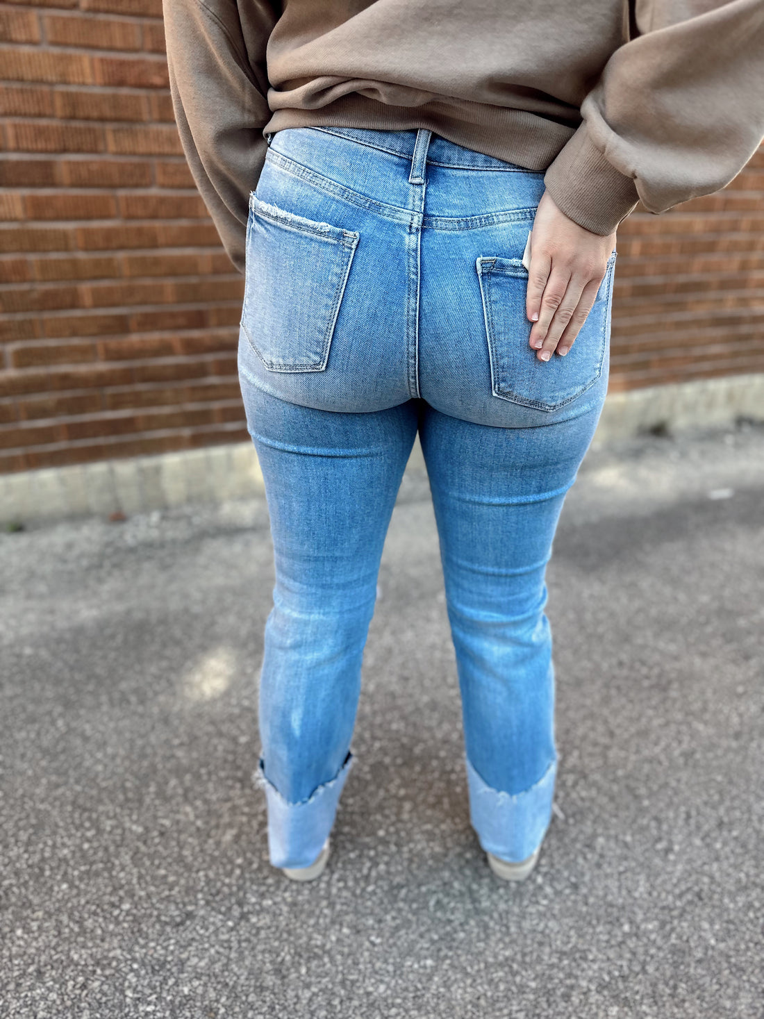 Kenna High Rise Cuffed Straight Denim