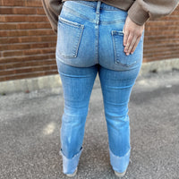 Kenna High Rise Cuffed Straight Denim