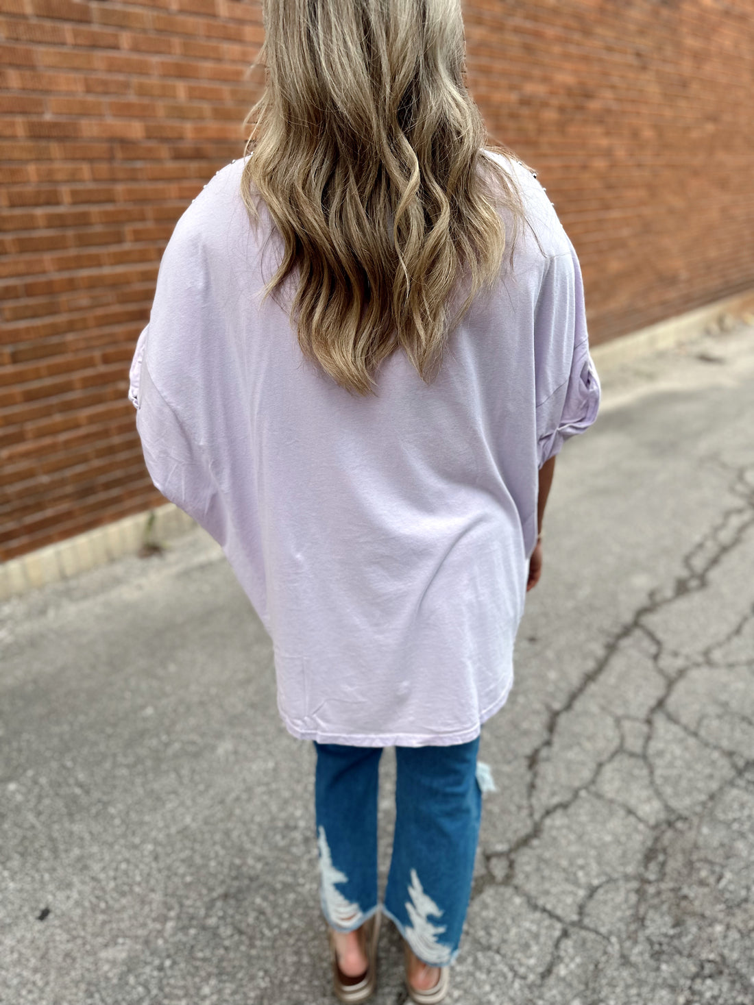 Studded Oversized Top- Lavender