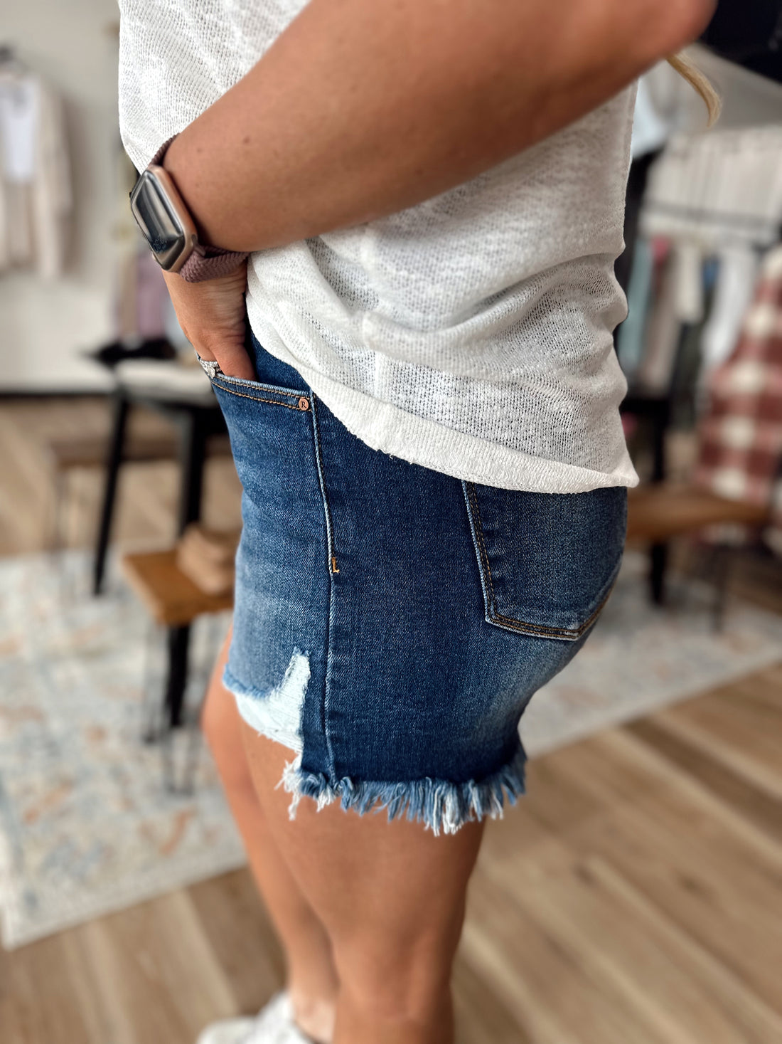 Kelce High Rise Denim Shorts