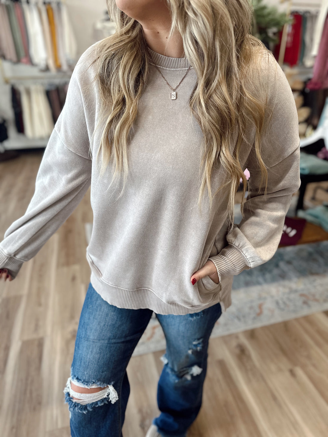 Lara Acid Wash Pullover