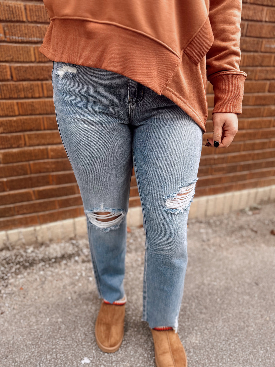 Curvy Rory Distressed Straight Jean