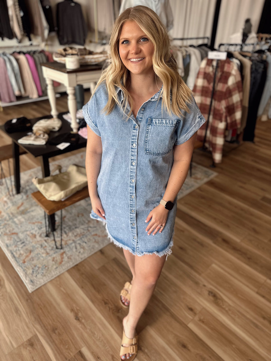 Megan Button Down Denim Dress