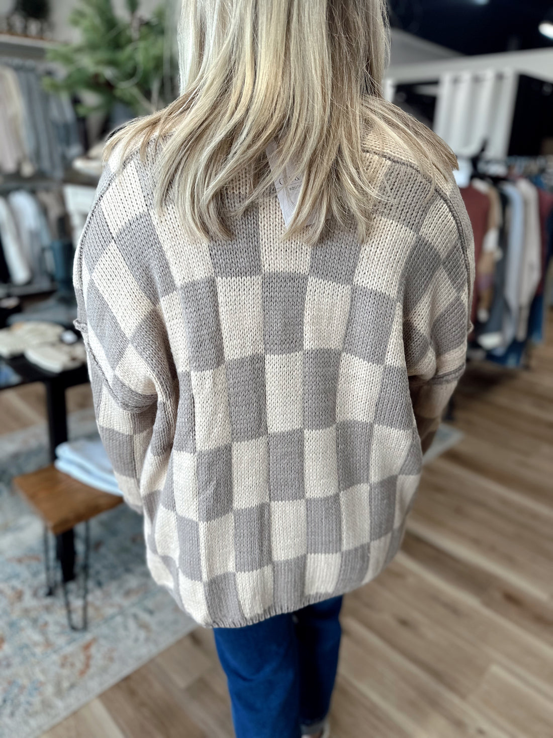 Madi Oversized Checkered Cardigan