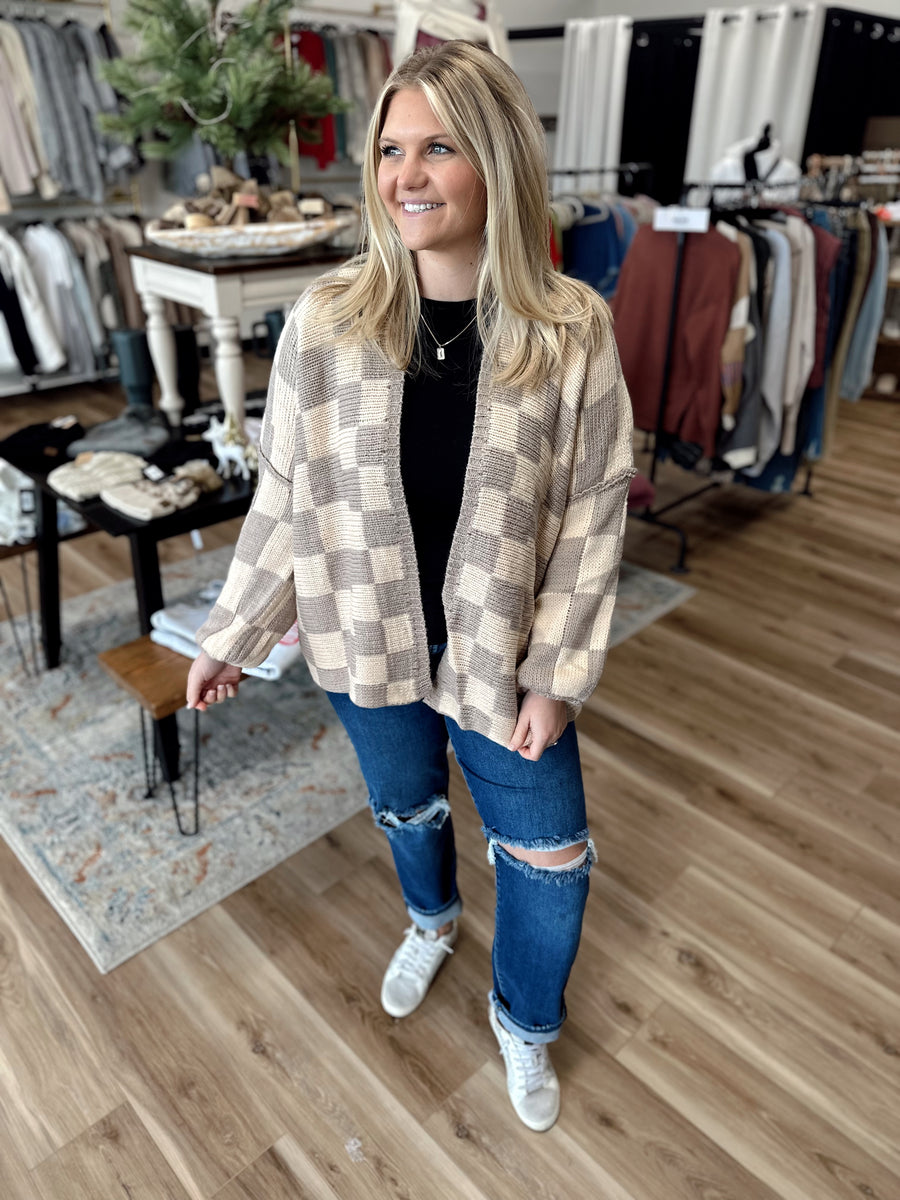 Madi Oversized Checkered Cardigan