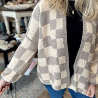 Madi Oversized Checkered Cardigan