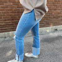 Kenna High Rise Cuffed Straight Denim