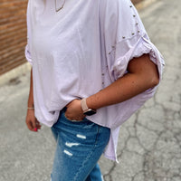 Studded Oversized Top- Lavender