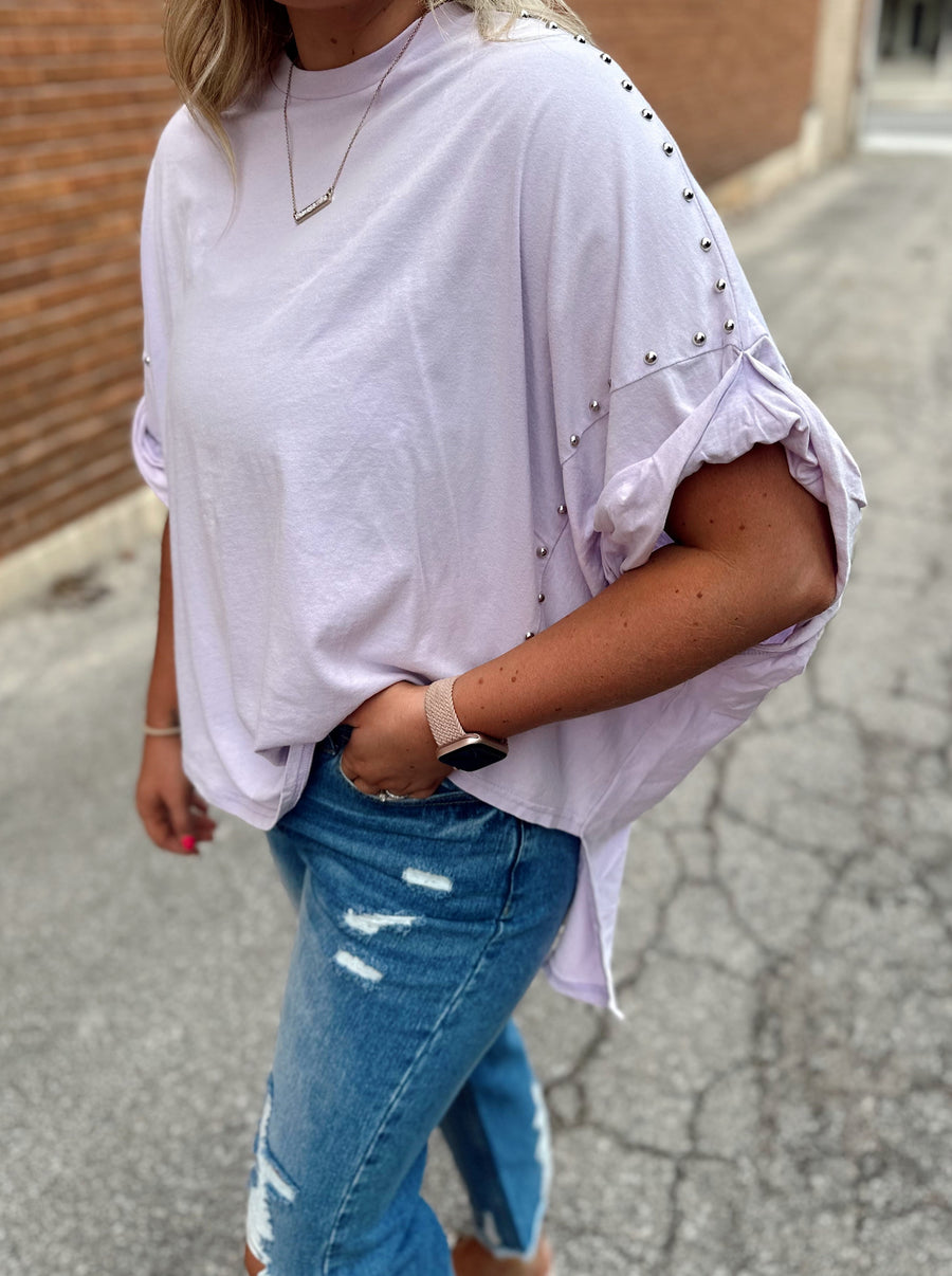 Studded Oversized Top- Lavender