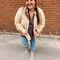 Curvy Taupe Shirt Jacket