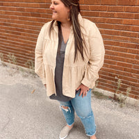 Curvy Taupe Shirt Jacket